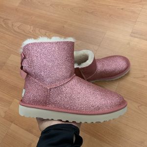 New!!! UGG BAILEY BOW PINK SPARKLE BOOTS